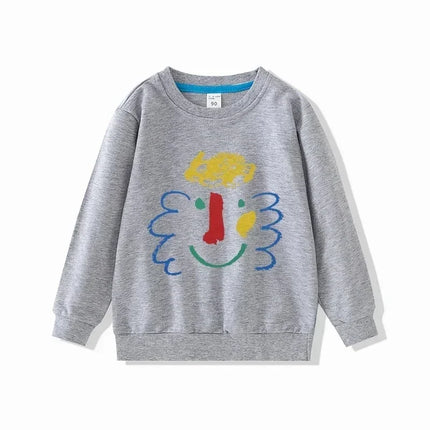 Full Sleeve Kids Sweatshirts 2024 Autumn Pullover Tops Boys Hoodie Girls Shirts Cotton Baby Clothing Cartoon Print Children Tees