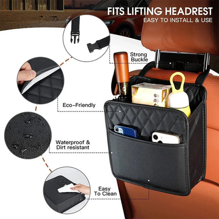 Car Seat Storage Bag Leather Garbage Bag for Volkswagen VW Polo Tiguan Golf 5 7 Jetta Beetle Scirocco Passat B5 B8 MK4