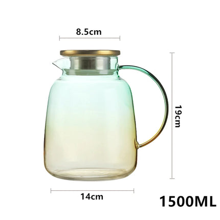 HeY LiLac 1.5L Glass Pitcher With Lid Glass Teapot with Infuser Thickened Heat Resistant Borosilicate Glass Water Jug Carafe