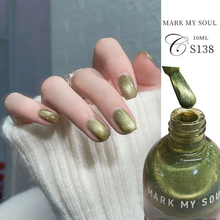 S138 Neon Sky - 10ml No - bake Cat's Eye Nail Polish. It dries quickly and lasts long. With a mysterious and deep main color