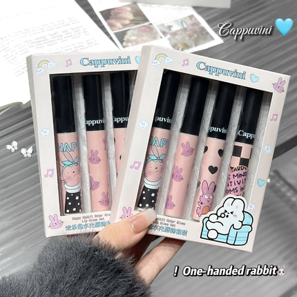 Four Color Happy Rabbit Water Gloss Lip Glaze Set Light and Smooth Texture Moisturizing Easy to Color Lip Gloss Lipstick