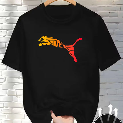 New Summer Luxury Men's Fashion Fox Leopard Print T-shirt Crewneck Casual Trend Y2K High-end High Quality Fitness Sports T-shirt