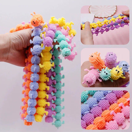 1-6PCS Funny Unicorn Pull Worm Noodle Fidget Toys Stretch String TPR Rope Anti Stress Toys String Stress Relief Autism Vent Toy