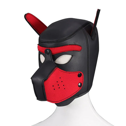 Fashion Puppy Cosplay Dog Mask Head Gear Party PU Leather Rubber Unisex Masks Adjustable Shoulder Strap Leather Chest Harness