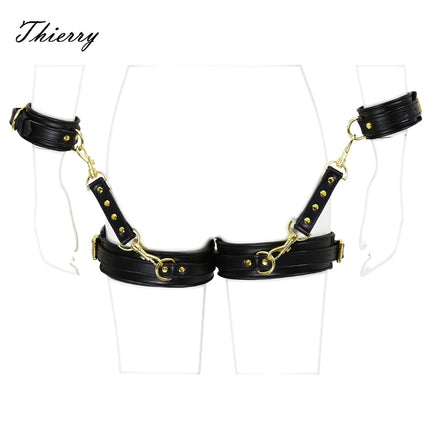 Thierry Bondage Restraint Adult Games Sex Toys For Woman,Thigh Cuffs, Handcuffs, Leg Cuffs Connection Belt,  Erotic Fetish Slave