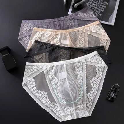 Lace Men's Underwear Ice Silk Calzoncillos Hombre 3D Convex Bag Adults 18 Plus Size Sexy Lingeries for Man Tangas Japonesa New