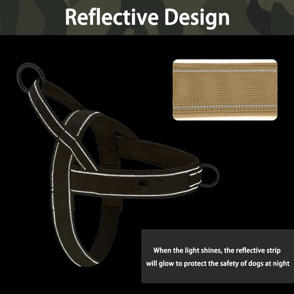 New Tactical Anti-Pull Dog Harness - 1000D Nylon Adjustable for Large Dogs, Outdoor Training Vest with Handle & Reflective