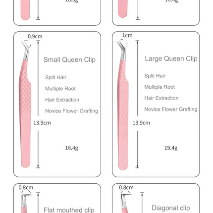 Fiber Tip Tweezers for Eyelash Extension Pink Stainless Steel High Precision Lash Tweezers for Volume Fans Makeup Tools