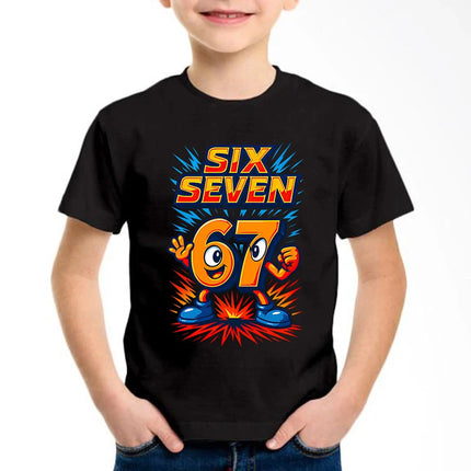 New Funny Six Seven Italian Brainrot 67 Number Graphic Print T-Shirt Boy/Girl Summer Short Sleeved Kids Comfortable T-shirt Top