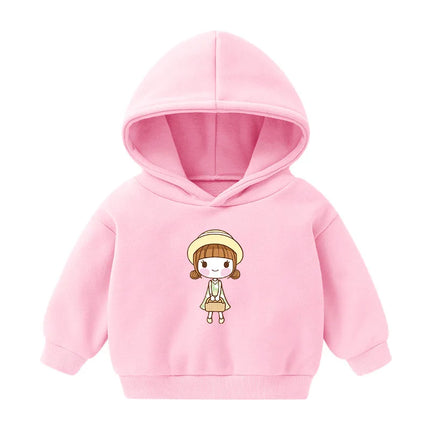 1pcs Boys Girls Thick Velvet Cartoon Tees Kids Solid Casual Fashion Warm Autumn Winter Sweatshirt Hoodie Baby Cloths Infant Tops