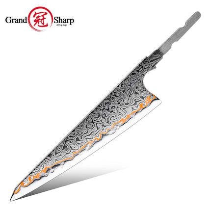 Grandsharp Damascus Blades 1-7PCS Kit 55 Layers Copper Damascus Steel No Handle DIY Knife Making Forging Blades Custom Tool