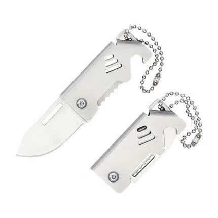 New Outdoor Folding Pocket Knife Keychain D2 Steel Sharp Cutting Camping Survival Tool Bottle Opener Portable Key Chain Pendant