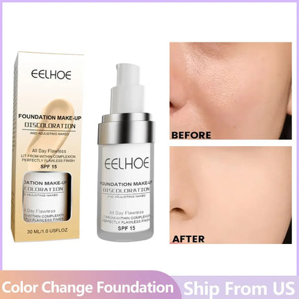 EELHOE Color Changing Liquid Foundation Moisturizing Waterproof No Creasing No Separation Concealer Makeup Products Wholesale