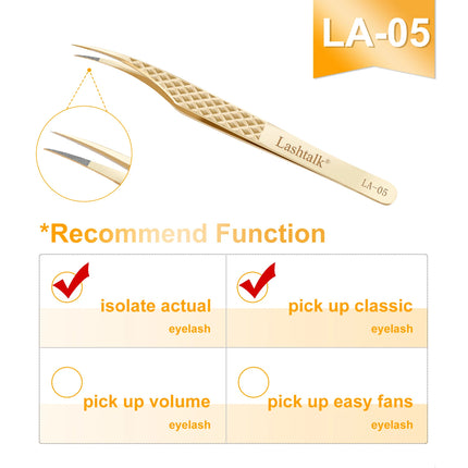 Lashtalk Precision Fiber Tip Tweezer Eyelash Extensions Diamond Grip Anti-Slip Premium Gold Stainless Steel Makeup From Nagaraku