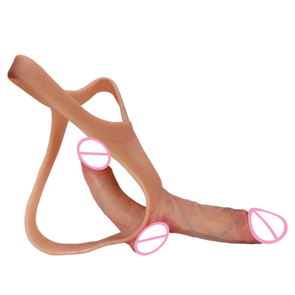 Strap-on Double Dildo Silicone Dildo Harness Solid Strapon Dildos Realistic Skin Wearable Penis Adult Sex Toys For Women Men