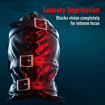 PU Leather BDSM Bondage Hood Sensory Deprivation Mask With Blindfold Removable Dildo Gag Lockable Head Harness Sex Toys  Couples