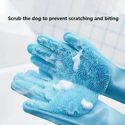 Multifunctional Silicone Pet Grooming Gloves Dog Cat Bathing Shampoo Scrubber Hair Removal Cleaning Gloves