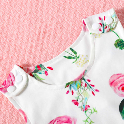 Baby Floral Print Sleeveless Romper Summer Breathable Crawling Suit for Infants Comfortable Soft Clothing for Baby Boys Or Girls