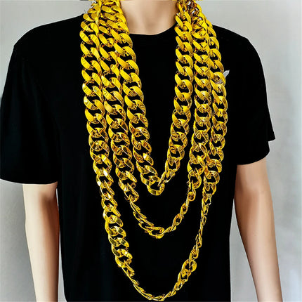 Hip Hop Gold Color Big Acrylic Chunky Chain Necklace For Men Punk Oversized Large Plastic Link Chain Men's Jewelry