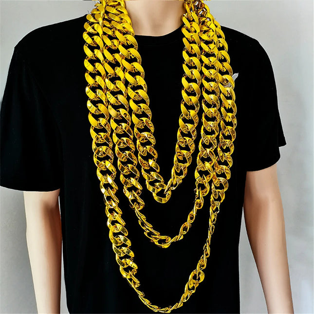Hip Hop Gold Color Big Acrylic Chunky Chain Necklace For Men Punk Oversized Large Plastic Link Chain Men's Jewelry