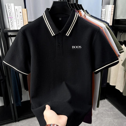 100% pure cotton high-quality T-shirt summer new men's short sleeve business casual polo shirt exquisite brand embroidered top