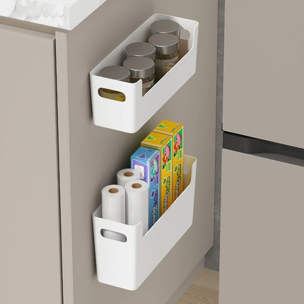 WORTHBUY Wall Mounted Cabinet Plastic Storage Rack Multifunctional Punch Free Fridge Door Storage Holder Kitchen Storage Organiz