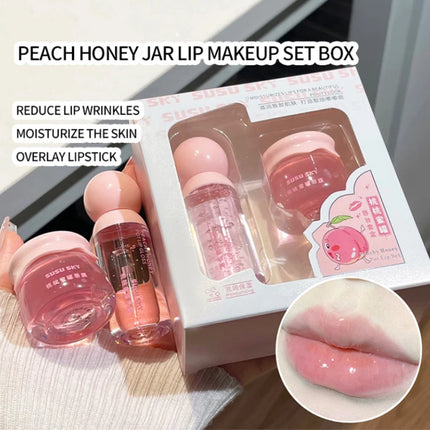 SUSU SKY peach honey jar lip makeup kit moisturizing and nourishing