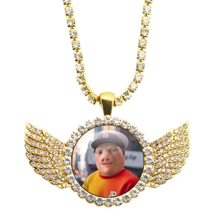 John Pork Is Calling Answer Call Phone Humor Funny Pig Graphic Glass Cabochon Angel Wings Pendant Necklace Jewelry Giftwholesale
