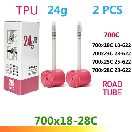 RideNow TPU Road Bicycle Inner MTB Tube 700x25C Tire Gravel Bike Accessories 29x1.5 1.9 Tires Patch Kit 24 36 45g Ride Now Tubes