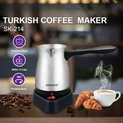 Stainless Steel Coffee Maker Electric Kettle Heating Base Heatsup Quickly for Wine Milk Tea with Simple Button