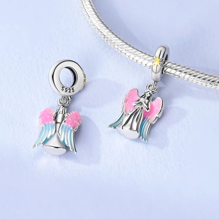 925 Sterling Silver Virgin Goddess Blessing Dangle Prayer Angel Pendant Charms Fit Original Necklace Bracelet DIY For Women Gift