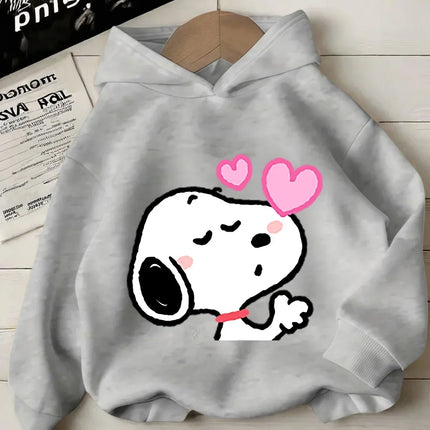 Childrens Peanuts Snoopy Hoodie Boys Girls Kawaii Cartoon Puppy Dog Graphic Hooded Sweatshirt Winter Leisure