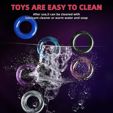 6 Pcs Cock Ring for Men Delay Ejaculation Silicone Penis Ring Set Adult Product Male Rings Lasting Erection Sex Toys for Couple