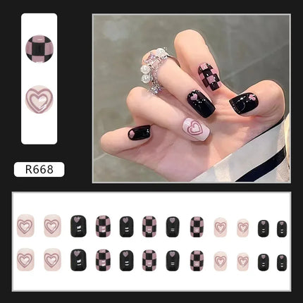 Cool Ash 24 Pcs Press on Nails Pink Nail polish Glossy Artificial Finger Manicure Reusable False Nails for Women