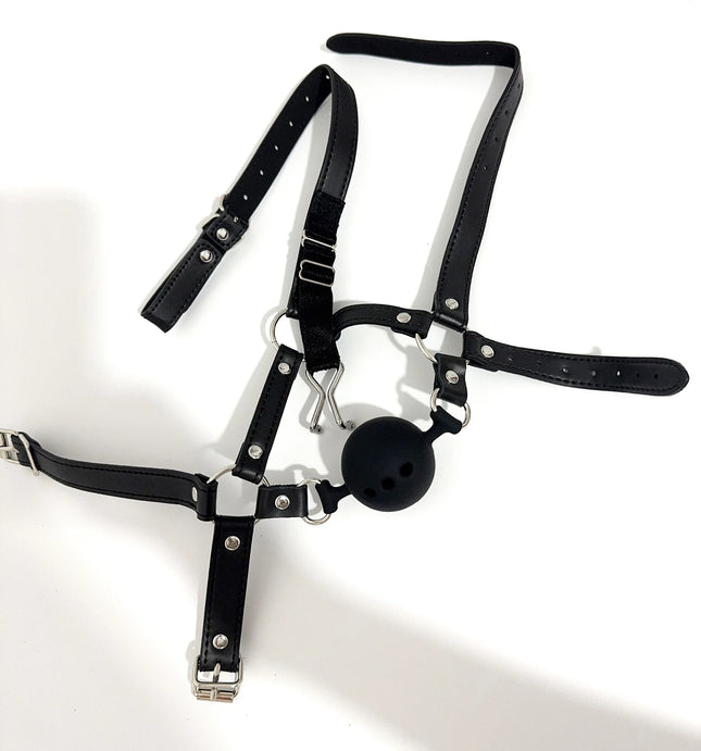 Silicone Ball Gag BDSM Bondage Restraints Oral Fixation Open Mouth Gags Nose Hook Strap Fetish Sexy Cosplay