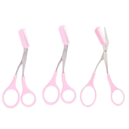 Stainless Steel Facial Hair Removal Shaver Cutter Eyebrow Trimmer Scissors Color Titanium with Comb Removable Makeup Accessories