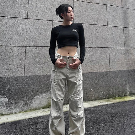 Retro American High Street Workwear Pants Soldier Vibe Straight Leg Faded Denim Casual Trousers Men Women Summer Trendy
