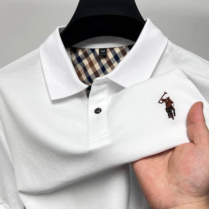 Luxury brand embroidered short sleeve POLO shirt men summer golf top high-end silk cotton fashion business casual Paul T-shirt