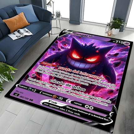 Potdemiel Pokemon Cards Gengar Area Rugs Carpet For Living Room Home Decoration Children's Crawling Living Room Game Floor Mat