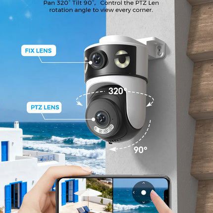 OKAM PRO APP 5G Wi-Fi IP Camera HD 10MP Dual-Lens Camera PTZ Color Night Vision Two-Way Intercom Motion Tracking AI Smart Camera