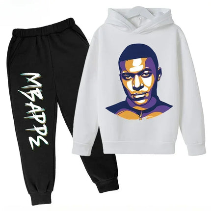 Spring Autumn Children's Hoodie Set Mbappe Print Plus Sweatshirt Pants Suits Sports Kid Tracksuit 2-piece Set Boys Girls Clothes