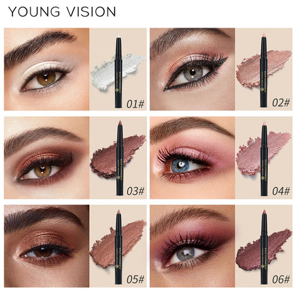 YOUNG VISION 12 Color Eyeshadow Stick Waterproof  Pearl Shimmer cream formula easy to color fine and smooth Woman makeup