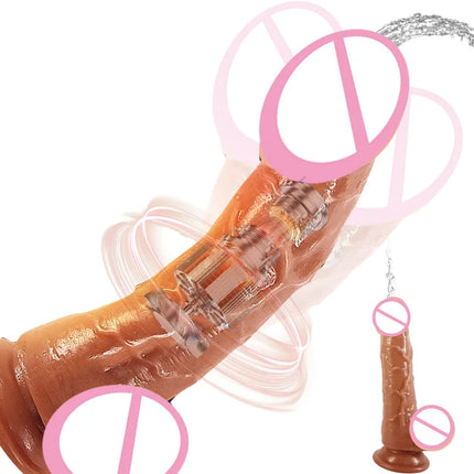 Realistic Vibration Squirting Dildos For Women Masturbation  Water Ejaculating Suction Cup Adult Anal Toy Sex Toy For Women 18+