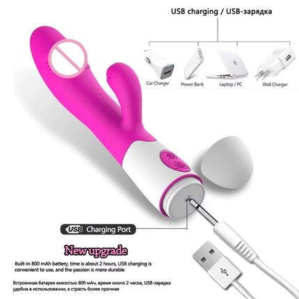 Rabbit Vibrator for Women 30 Speed Rechargeable G Spot Clitoris Stimulator Dildo Vagina Female Masturbator Sex Toys for Aldult