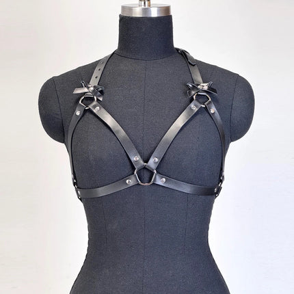 Women Fashion PU Leather Harness Belts Punk Street Style Erotic Chest Harness Gothic Fetish Adjustable Couple's Date Accessory