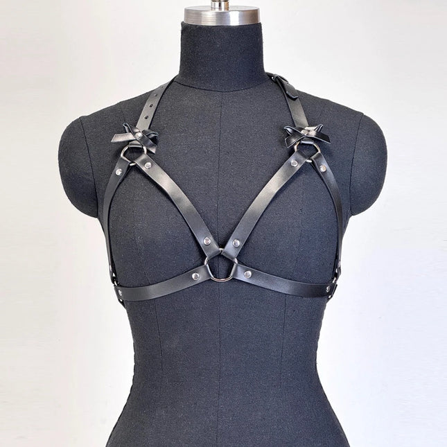 Women Fashion PU Leather Harness Belts Punk Street Style Erotic Chest Harness Gothic Fetish Adjustable Couple's Date Accessory
