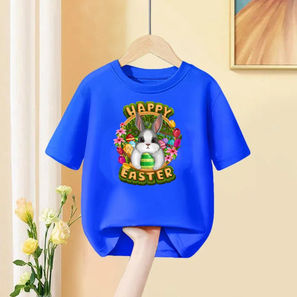 Aimi Lakana Girl Easter Day T-shirt Rabbit & Bunny Cartoon Clothes Children Short-sleeved Top Summer Shirt 3-14T