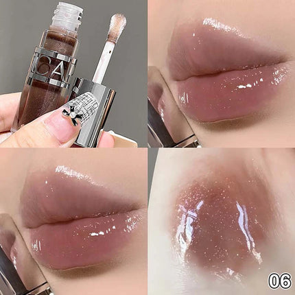 Cappuvini Peach Jelly Water Light Glass Gloss Lip Gloss Lasting Non-stick Waterproof Lip Plumping Moisturizing Lipgloss Makeup