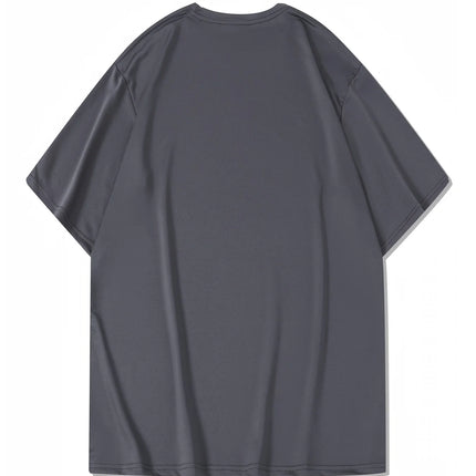 Men's summer 100% pure cotton fashionable casual sports loose mountain print round neck short-sleeved T-shirt top