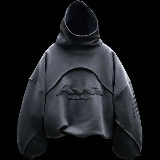 Aesthetic Contrast Stitching Creative Foam Printing Fashion Casual Hoodie High Street Harajuku Hip Hop Rock Long Sleeve Pullover